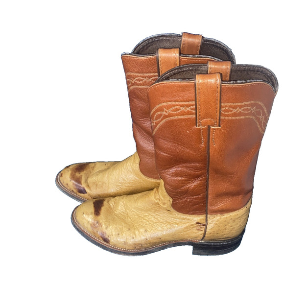 Justin Men 6 D Quill Ostrich Boots Leather #J 70570 Western Cowboy Rodeo - Picture 6 of 11